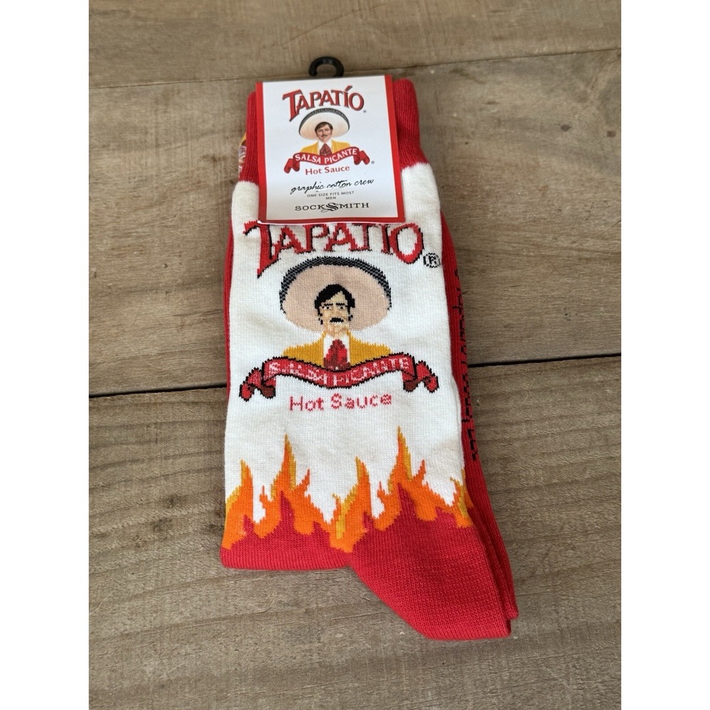 Tapatio Hot Sauce Pair of Socks‎ Socksmith Mens Sock Size 10-3 Shoe Size 7-12.5